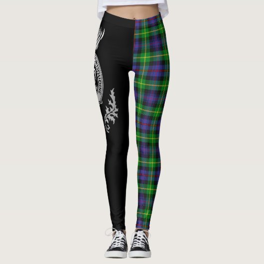 Clan Farquharson Crest & Tartan Leggings (Voorkant)