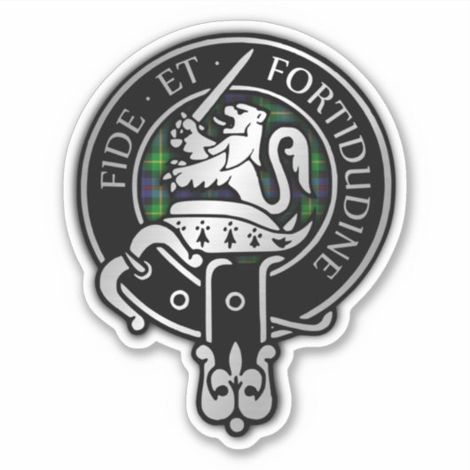 Clan Farquharson Crest & Tartan Sticker (Voorkant)