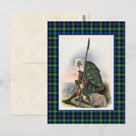 Clan Farquharson  Illustratie Tartan Lijst Briefkaart (Voorkant / Achterkant)