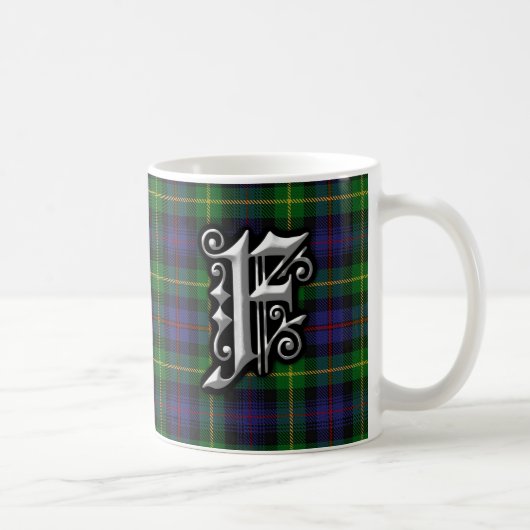Clan Farquharson Letter F Monogram Tartan Koffiemok (Rechts)