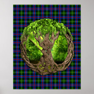 Clan Farquharson Tartan en de Keltische Levensboom Poster