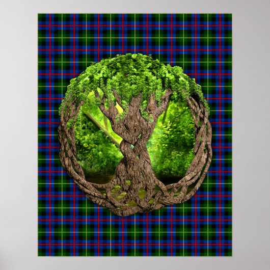 Clan Farquharson Tartan en de Keltische Levensboom Poster (Voorkant)