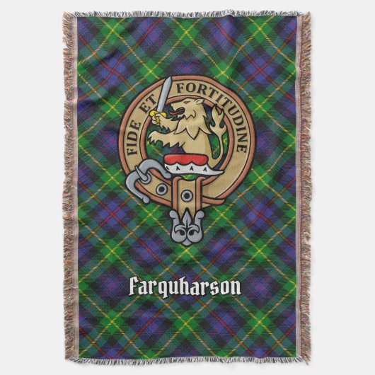 Clan Farquharson Wapen over Tartan Deken (Voorkant Verticaal)