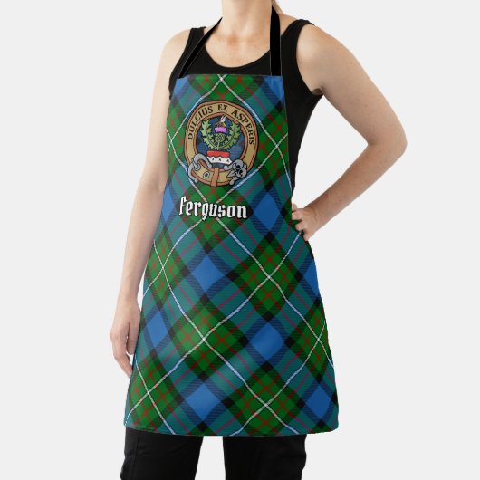 Clan Ferguson Crest over Tartan Apron Schort (Insitu)