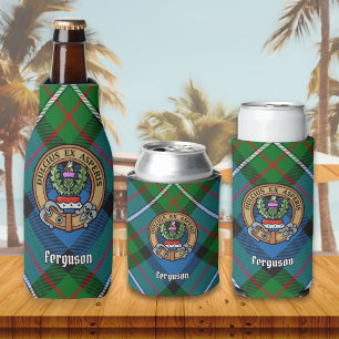 Clan Ferguson Crest over Tartan Bottelkoeler Flesjeskoeler