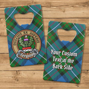 Clan Ferguson Crest over Tartan Creditkaart Flessenopener