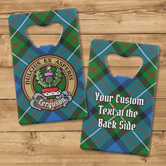 Clan Ferguson Crest over Tartan Creditkaart Flessenopener