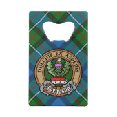Clan Ferguson Crest over Tartan Creditkaart Flessenopener (Voorkant)