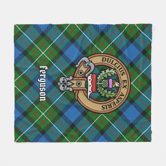 Clan Ferguson Crest over Tartan Fleece Deken (Voorkant (Horizontaal))