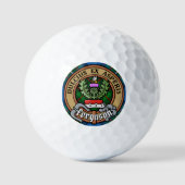 Clan Ferguson Crest over Tartan Golfballen (Voorkant)