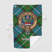 Clan Ferguson Crest over Tartan Golfhanddoek (Insitu)
