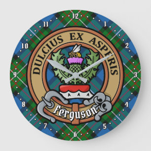 Clan Ferguson Crest over Tartan Grote Klok