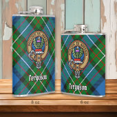 Clan Ferguson Crest over Tartan Heupfles