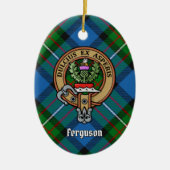 Clan Ferguson Crest over Tartan Keramisch Ornament (Voorkant)