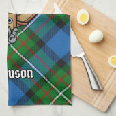 Clan Ferguson Crest over Tartan Kitchen Towel Theedoek (Quarter Fold)