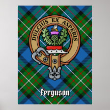 Clan Ferguson Crest over Tartan