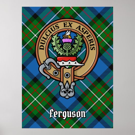 Clan Ferguson Crest over Tartan Poster (Voorkant)