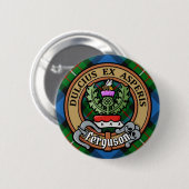 Clan Ferguson Crest over Tartan Ronde Button 5,7 Cm (Voorkant /achterkant)