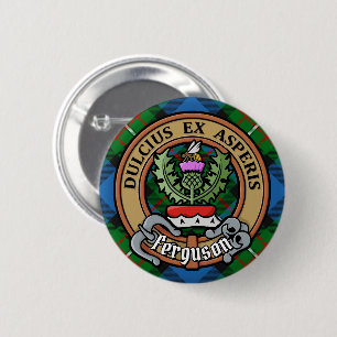 Clan Ferguson Crest over Tartan Ronde Button 5,7 Cm