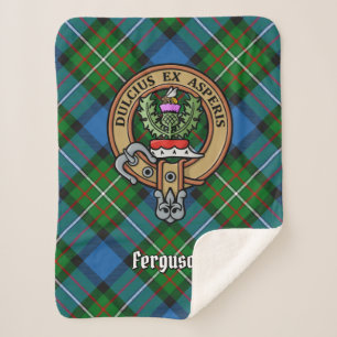 Clan Ferguson Crest over Tartan Sherpa Deken