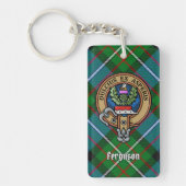 Clan Ferguson Crest over Tartan Sleutelhanger (Voorkant)