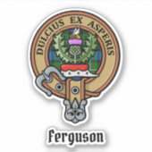 Clan Ferguson Crest over Tartan Sticker (Voorkant)