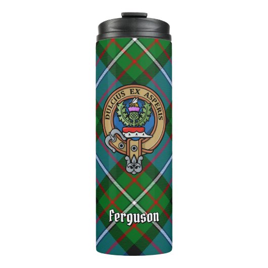 Clan Ferguson Crest over Tartan Thermosbeker (Voorkant)