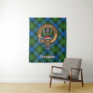 Clan Ferguson Crest over Tartan Wandkleed