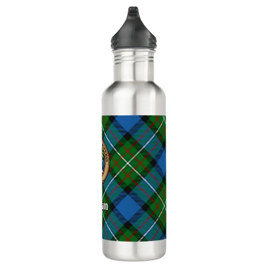 Clan Ferguson Crest over Tartan Waterfles (Rechts)