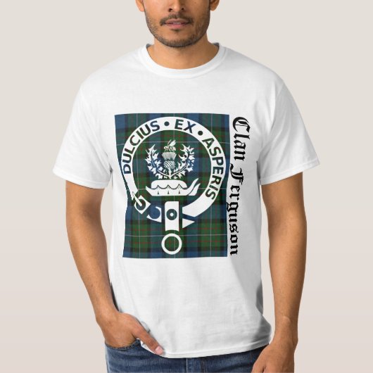 Clan Ferguson Crest & Tartan T-shirt (Voorkant)