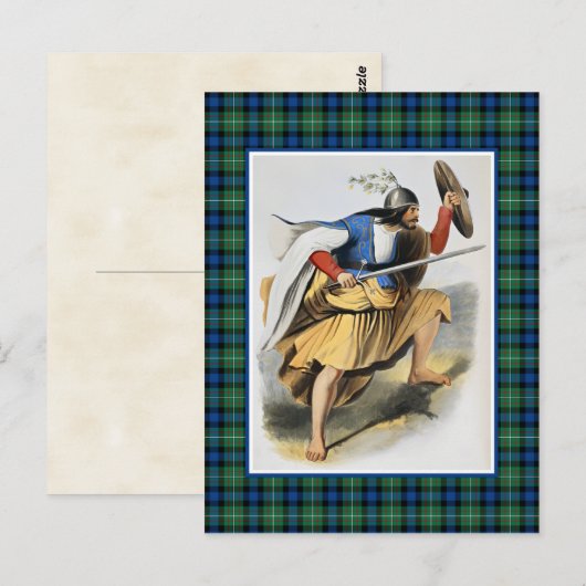 Clan Ferguson  Illustratie Tartan Lijst Briefkaart (Voorkant / Achterkant)