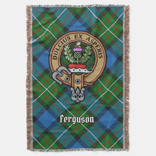 Clan Ferguson Wapen over Tartan Deken (Voorkant Verticaal)