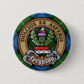 Clan Ferguson Wapen over Tartan Ronde Button 5,7 Cm (Voorkant)