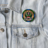 Clan Ferguson Wapen over Tartan Ronde Button 5,7 Cm (In situ)