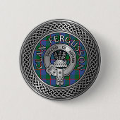 Clan Fergusson Crest & Tartan Knot Ronde Button 5,7 Cm (Voorkant)