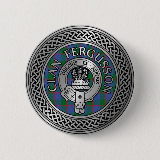 Clan Fergusson Crest & Tartan Knot Ronde Button 5,7 Cm (Voorkant)