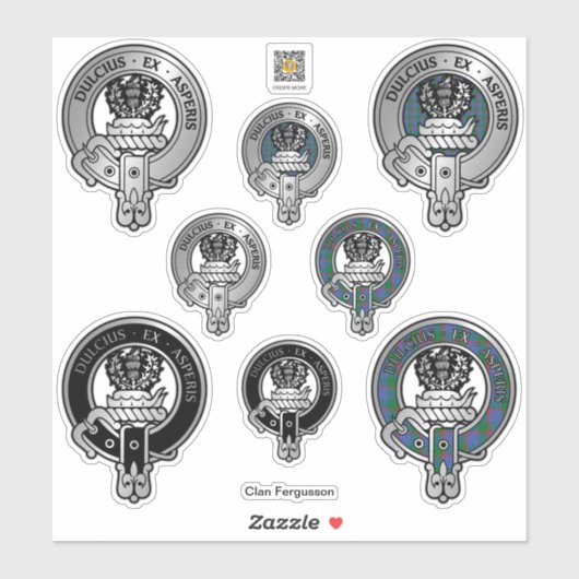 Clan Fergusson Crest & Tartan Sticker (Vel)