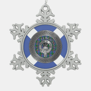 Clan Fergusson Wapen & Tartan Knoop Tin Sneeuwvlok Ornament