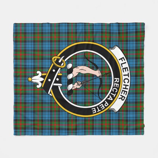Clan Fletcher of Dunan Tartan Pset Fleece Deken (Voorkant (Horizontaal))