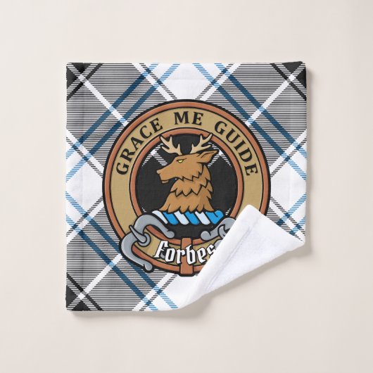 Clan Forbes Crest over jurk Tartan Bad Handdoek (Wasdoekje)