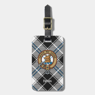 Clan Forbes Crest over jurk Tartan Bagagelabel
