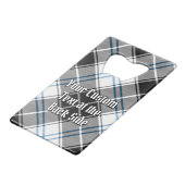 Clan Forbes Crest over jurk Tartan Creditkaart Flessenopener (Achterkant Gekanteld)