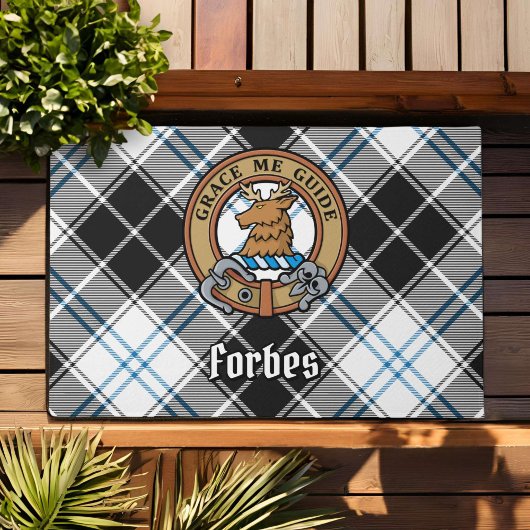 Clan Forbes Crest over jurk Tartan Deurmat