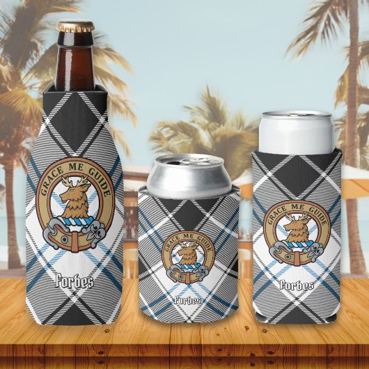 Clan Forbes Crest over jurk Tartan Flesjeskoeler