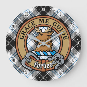 Clan Forbes Crest over jurk Tartan Grote Klok