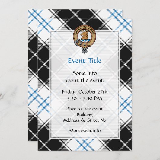 Clan Forbes Crest over jurk Tartan Kaart (Voorkant / Achterkant)