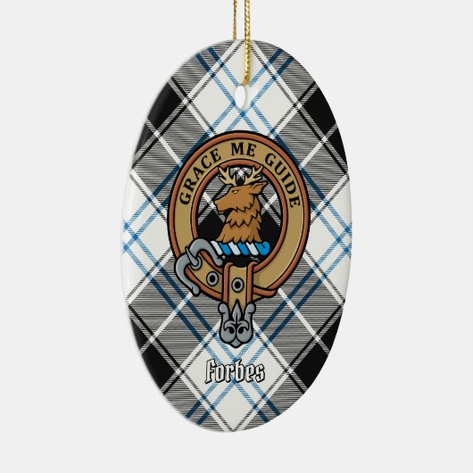 Clan Forbes Crest over jurk Tartan Keramisch Ornament (Rechts)