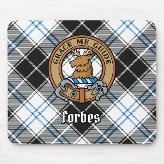 Clan Forbes Crest over jurk Tartan Muismat (Voorkant)