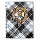 Clan Forbes Crest over jurk Tartan Notitieboek (Voorkant)