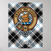 Clan Forbes Crest over jurk Tartan Poster (Voorkant)